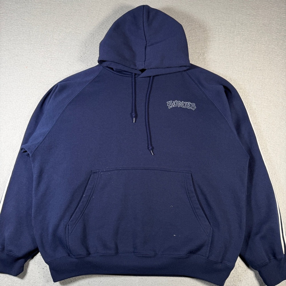 Vintage Homies Graphic Hoodie Navy Blue Mens XL Raglan Streetwear Sporttonic Y2K